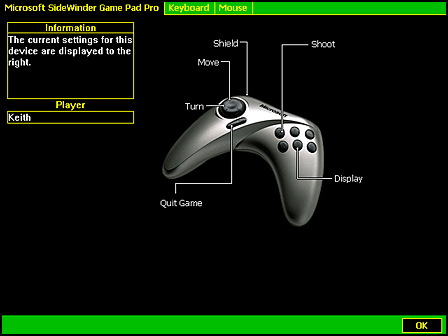 Graphical user interface for configuring the action map