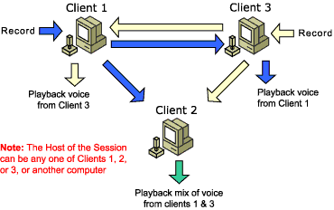 Diagram of a peer-to-peer voice session