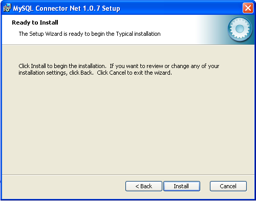 Connector/NET Windows Installer - Confirming
                  installation 