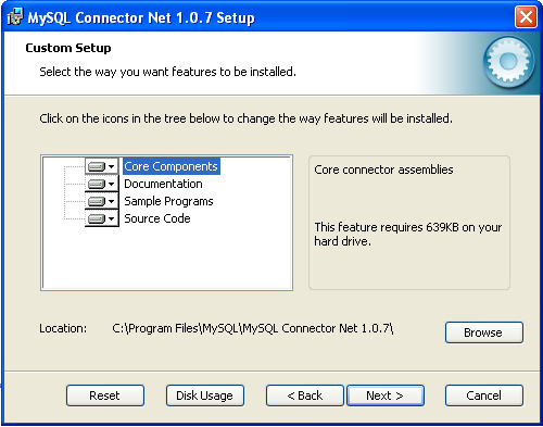 Connector/NET Windows Installer - Custom setup
                