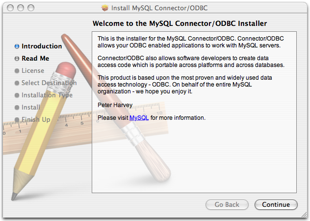 MyODBC Mac OS X Installer -
                  Installer welcome