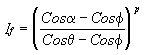 Formula for light intensity at vertex, after falloff