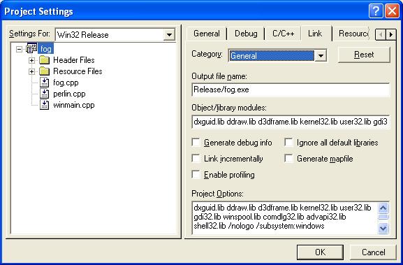 Project Settings box
