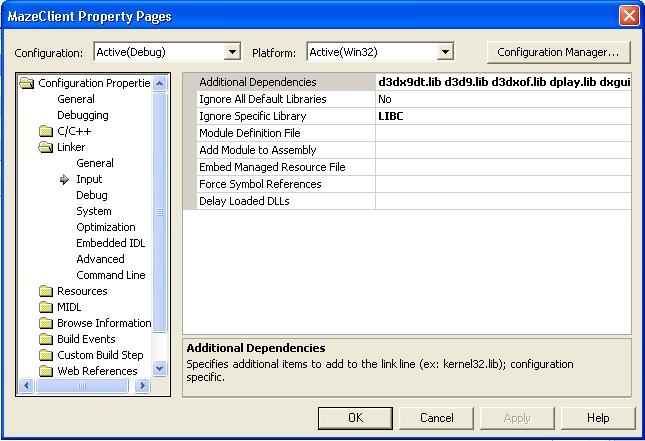 Project Settings box